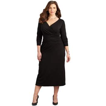 Catherines Women's Plus Size Curvy Collection Draped Midi Dress