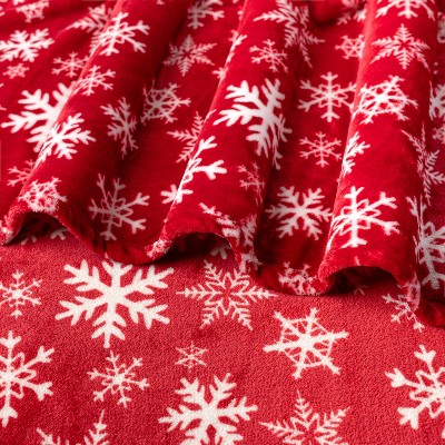Snowflake Red Fleece Christmas Throw Blanket for Kids