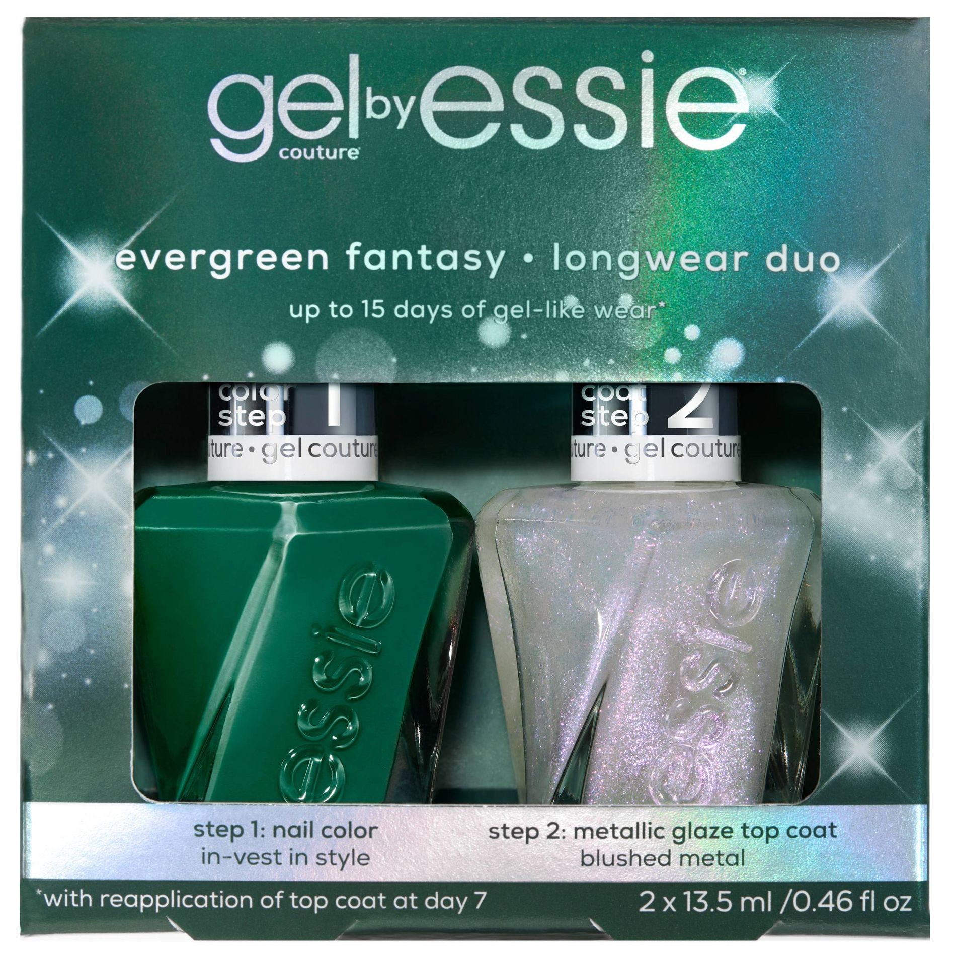 essie gel by essie Evergreen Fantasy Longwear Duo Gift Set Vegan Nail Polish Set - 2pc
