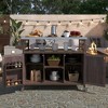 Lycvki Wood Outdoor Rolling Bar Cart with Stainless Steel Top for BBQ - 3 of 4