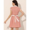 Allegra K Women's Vintage Button Down Flat Collar Belted Office Mini Shirt Dress - 4 of 4