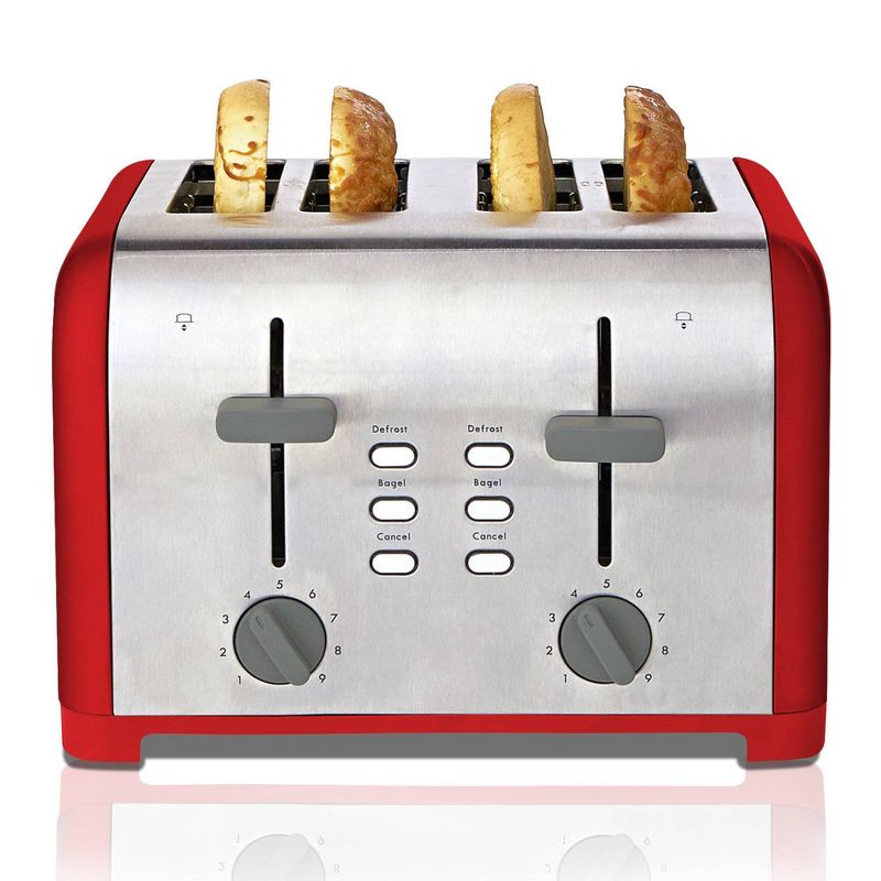 Kenmore 4-Slice Toaster, Dual Controls, Wide Slot  - Red Stainless Steel, 4 of 8