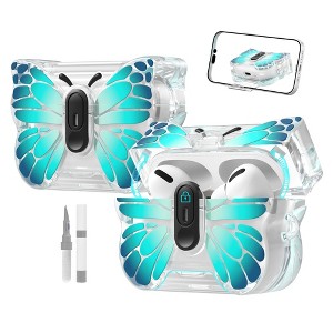 HTUTWOO for AirPods Pro 3 Case, Transparent Butterfly Anti-Fall Earphone Cover, Auto Pop-Up Lid & Kickstand Function with Cleaning Kit - 1 of 4
