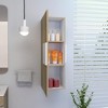 Medicine 38H" Single Door Cabinet, Three Shelves, Light Oak / White - 2 of 4