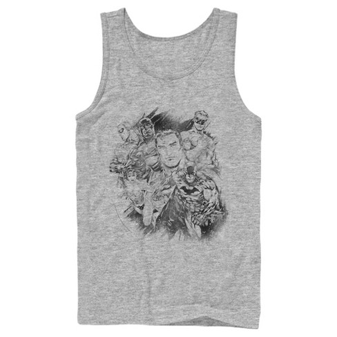 Men's Justice League Hero Sketch Collage Tank Top - Athletic