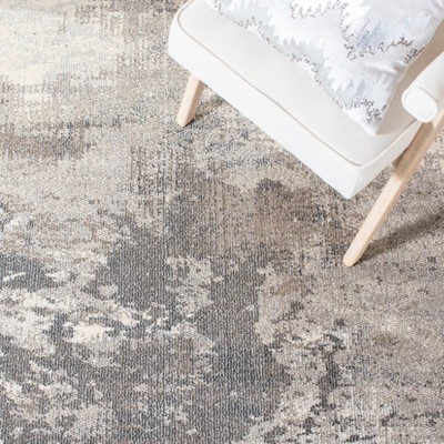 Gray and Beige Rectangular Stain-Resistant Area Rug