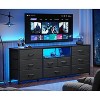 Furnulem 9 Drawer Dresser 63” Long TV Stand for Bedroom Center with Power Outlet & LED Light for 65"-75" TV Black Dresser with Fabric Storage - 2 of 4