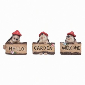 Transpac Resin Hedgehog Welcome Figurine Set of 3 Spring Home Decorations - 1 of 1