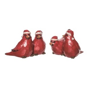 Transpac Resin Santa Hat Cardinal Figurine Set of 2 Christmas Home Decorations - 1 of 1
