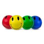 Swim Central 4ct Inflatable Smiley Play Beach Balls 16” - Yellow/Green/Red/Blue