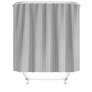 Gray Grid Pattern Shower Curtains for Bathroom Waterproof Fabric Bath Curtain Durable Soft Stylish Bathroom Decor 72x72 Inch - 1 of 1