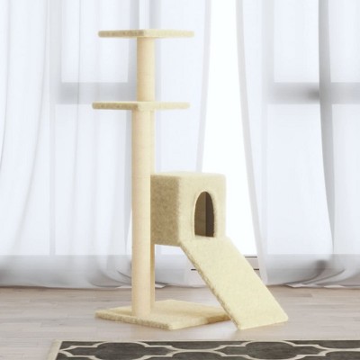 vidaXL Cat Tree Cream Engineered wood, plush, sisal Medium Durable