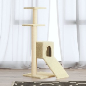 vidaXL Cat Tree Cream Engineered wood, plush, sisal Medium Durable - 1 of 4