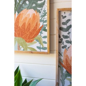 Wall Art, Framed Protea Prints Under Glass 27.5"H – Tropical Botanical Wall Decor, Set of Two by Kalalou - 1 of 3