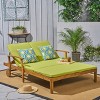 GDFStudio Abena Outdoor Acacia Wood Double Adjustable Chaise Lounge with Cushions - 2 of 4