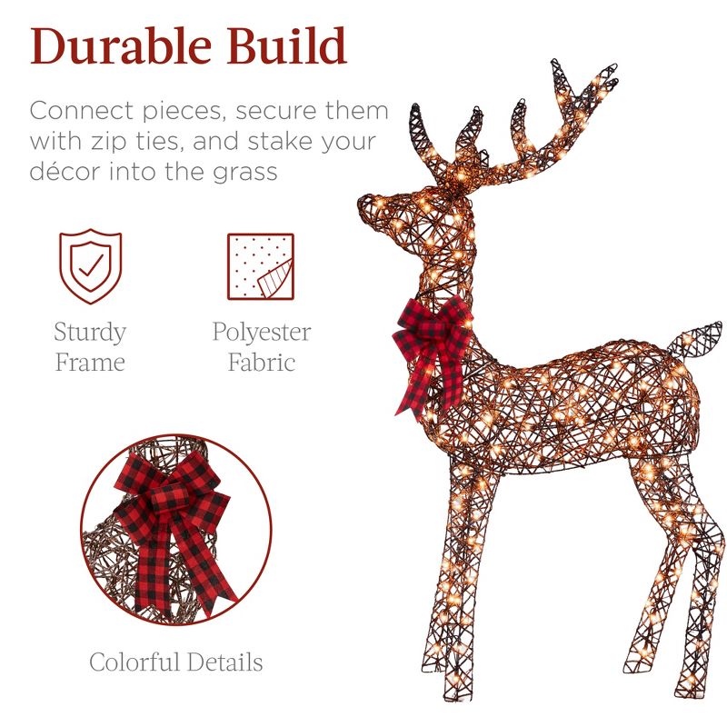 Best Choice Products 3-Piece Lighted Christmas Deer Set Outdoor Yard Decoration with 360 LED Lights, Stakes, 4 of 8