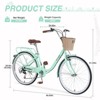 INFURNIC Bicycles 7 Speed City Bike with Basket and Steel Frame for Girls Commuter and Leisure Riding, Green, 66.93"*24.8"*41.34" - 2 of 4