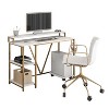 NicBex Home Office Desk Morden Computer Desk with Open Shelves, Stand with Wheels, Side Hook, Wooden Desktop and Metal Legs for Study and Work - 2 of 4