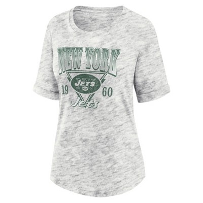 NFL New York Jets Women's Oatmeal Heather Rolled Sleeve T-Shirt