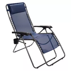 Timber Ridge FC-630-68080 Zero Gravity Locking Outdoor Patio Sun Lounger Recliner Lounge Chair with Cupholder, Blue