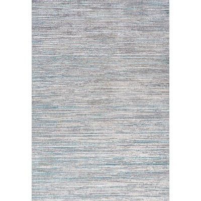 Reversible Gray Stripe Synthetic 8' x 10' Easy-Care Area Rug