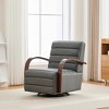 Hrinhom 30.7"W Upholstered PU 360° Swivel Accent Chair,Comfy Channel Tufted Lounge Reading Chair - 2 of 4