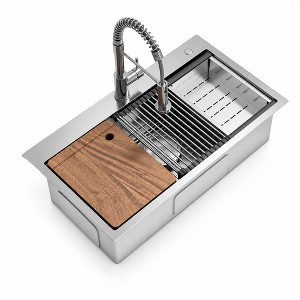 Workstation Drop-In Kitchen Sink, Stainless Steel Single Bowl Topmount ...