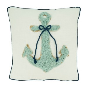Saro Lifestyle Down-Filled Throw Pillow With Anchor Appliqué Design - 1 of 3