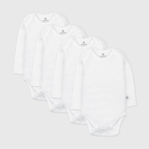 Honest Baby 4pk Organic Cotton Long Sleeve Bodysuit - White - 1 of 1