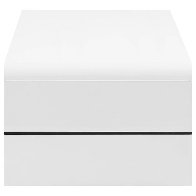 White High Gloss Rectangular Coffee Table with Glass Shelf