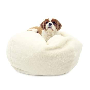 Carolina Pet Company Faux Shearling Puff Ball Dog Bed - Natural