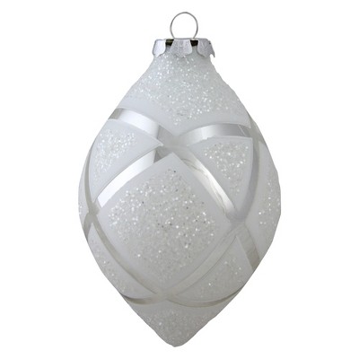 Northlight 5.5" Geometric Glass Onion Christmas Ornament - White/Silver