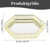 Unique Bargains Mirror Tray Hexagon Metal Perfume Tray Large Gold Tone - 2 of 4