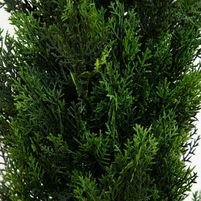 Elegant Outdoor 40" Silk Cedar Pine Topiary in Green Pot