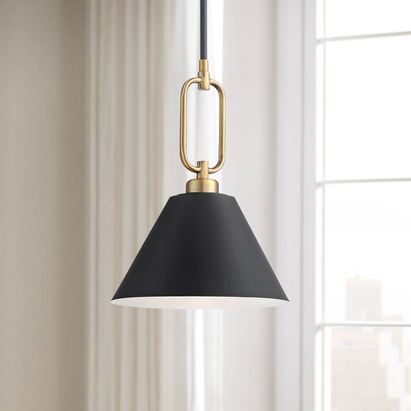 Stiffel Black Warm Gold Mini Pendant Light 11 1/2" Wide Modern Cone Shade Fixture for Dining Room House Kitchen Entryway Bedroom, 2 of 10