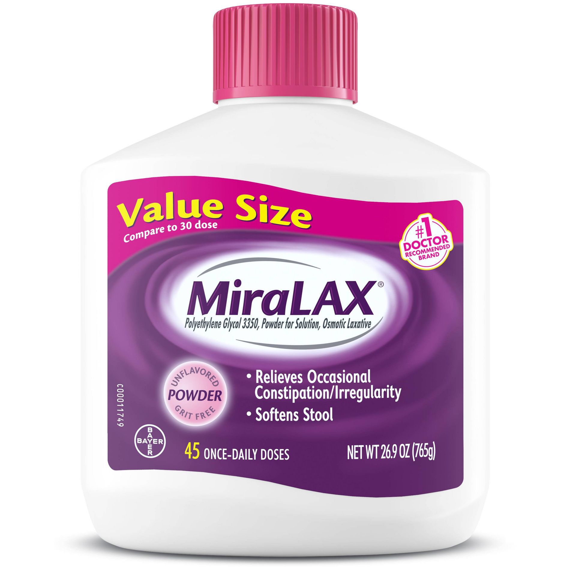 Miralax Gentle Constipation Relief without Harsh Side Effects Osmotic Laxative Powder