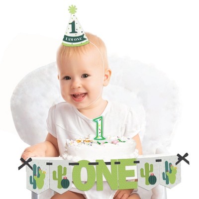 Big Dot of Happiness Prickly Cactus Party 1st Birthday - First Birthday Girl or Boy Smash Cake Decorating Kit - Fiesta High Chair Decorations