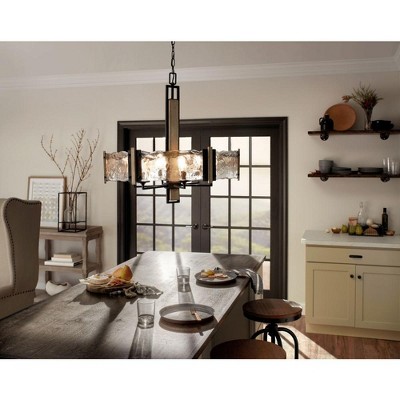 Rustic Country Bronze Drum Chandelier with Clear Shades - 28" Wide
