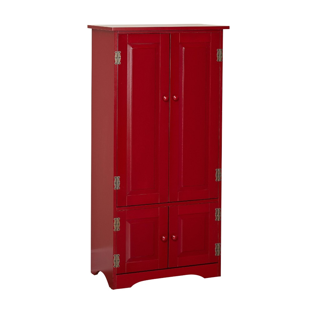 Photos - Wardrobe Tall Storage Cabinet Red - Buylateral: Adjustable Shelves, MDF, Kitchen &