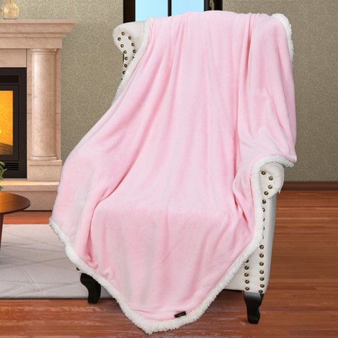  Catalonia Pink Coral Fleece Throw Blanket for Couch