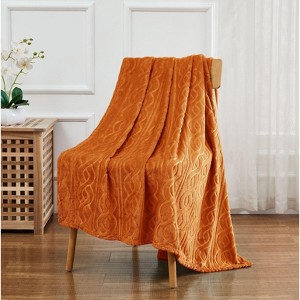 Kate Aurora Ultra Soft & Plush Cable Geometric Designed Embossed Fleece Accent Throw Blanket - 1 of 1