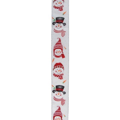 Northlight Red and White Snowman Christmas Wired Craft Ribbon 2.5" x 16 Yards