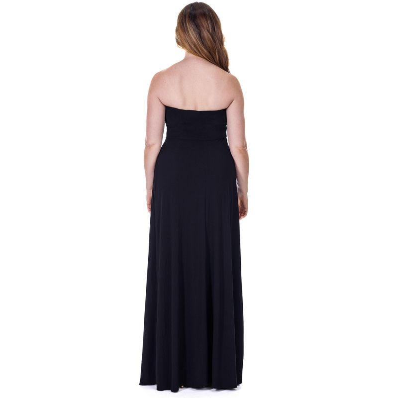 24seven Comfort Apparel Womens Pleated A Line Strapless Maxi Dress With Pockets, 3 of 7