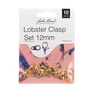 John Bead Must Have Findings Metal Gold 12mm Lobster Clasps for Jewelry Making Findings, 10 Pieces - 1 of 4