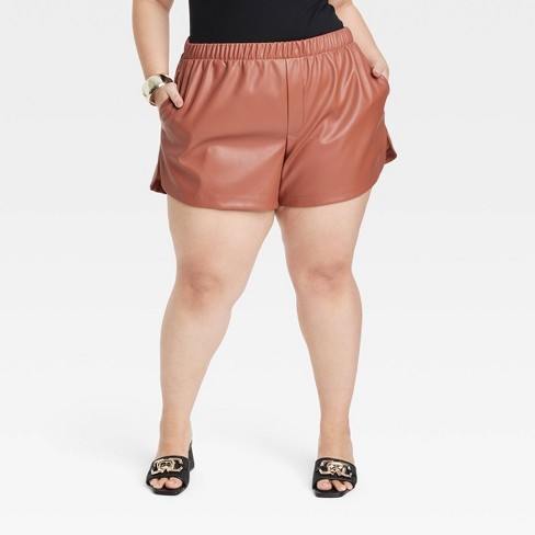 Women's plus size outlet faux leather shorts