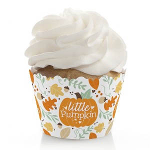 Big Dot of Happiness Little Pumpkin - Fall Birthday Party or Baby Shower Decorations - Party Cupcake Wrappers - Set of 12 - 1 of 4