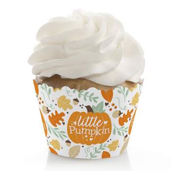 Big Dot of Happiness Little Pumpkin - Fall Birthday Party or Baby Shower Decorations - Party Cupcake Wrappers - Set of 12