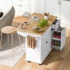53.9" Kitchen Island with Drop Leaf, Kitchen Island Cart with Internal Storage Shelves and 3-Tier Pull-Out Cabinet Organizer - ModernLuxe - 3 of 4