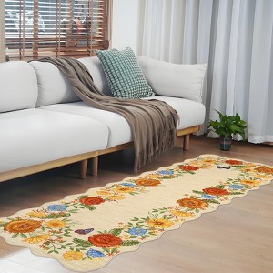 Modern Washable Area Rug, Soft Floral Floor Cover with Non Slip Backing, Low Pile Stain Resistant Floor Carpet for Living Room - 1 of 4