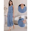 INSPIRE CHIC Women's Button Vest High Waist Pockets Textured Dressy Lounge Pants 2 Piece Suit Set - 2 of 4
